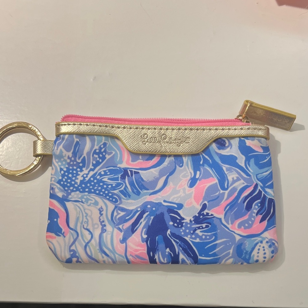 Lilly Pulitzer Blue and Pink Floral Pouch
